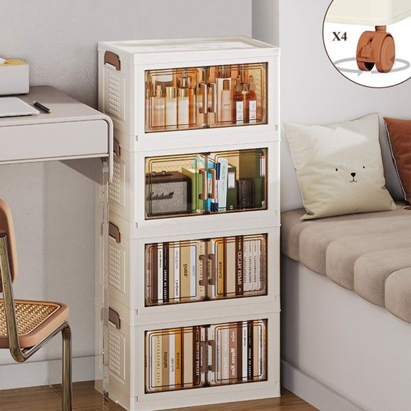 1 Piece Two Tier Folding Organizer with Lid and Door on Wheels