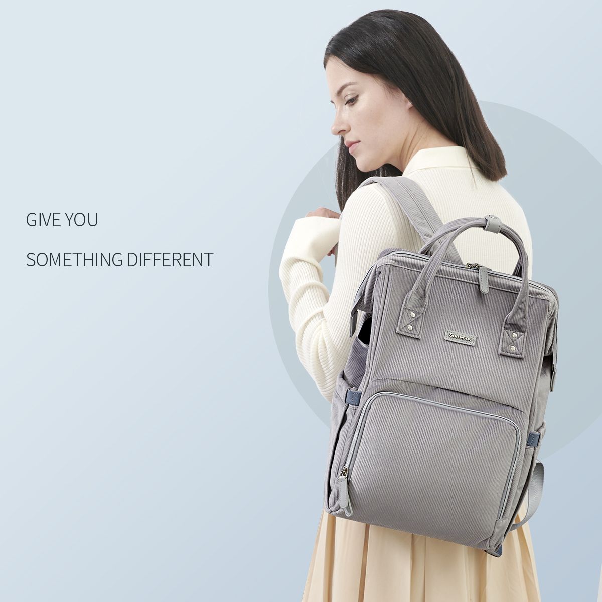 Velvet Stitching Diaper Bag Backpack