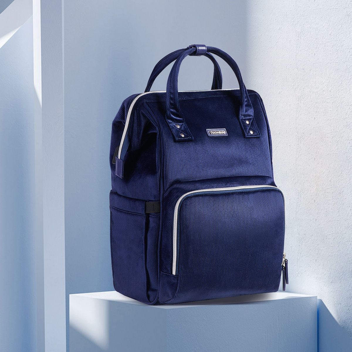 Velvet Stitching Diaper Bag Backpack
