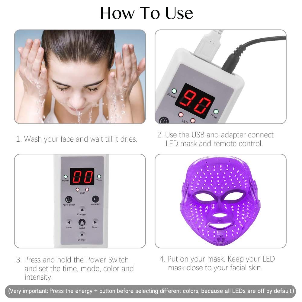 Light Therapy LED Face Mask, 7 Color 149 LEDs Photon Face Mask