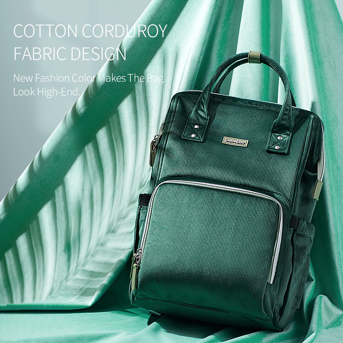 Velvet Stitching Diaper Bag Backpack