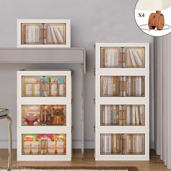 1 Piece Two Tier Folding Organizer with Lid and Door on Wheels