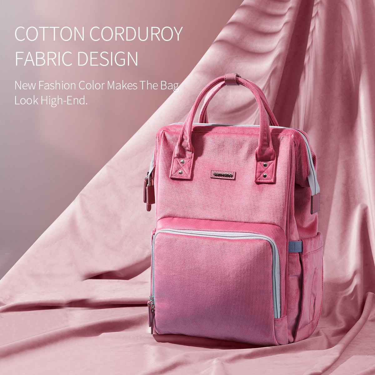 Velvet Stitching Diaper Bag Backpack
