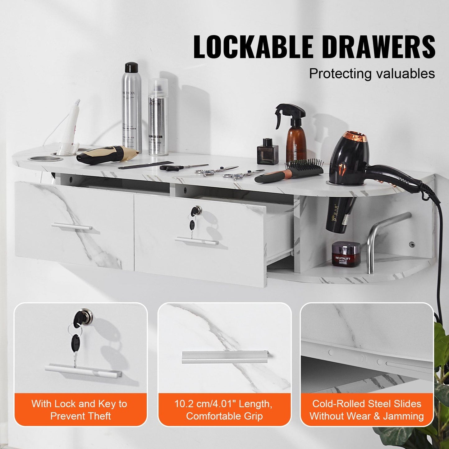 Wall Mount Styling Station, Marble White