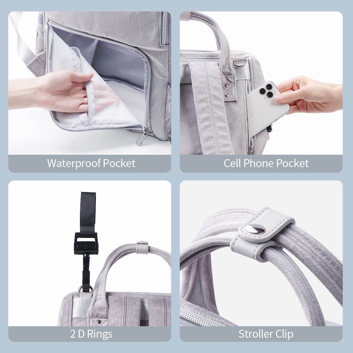 Velvet Stitching Diaper Bag Backpack