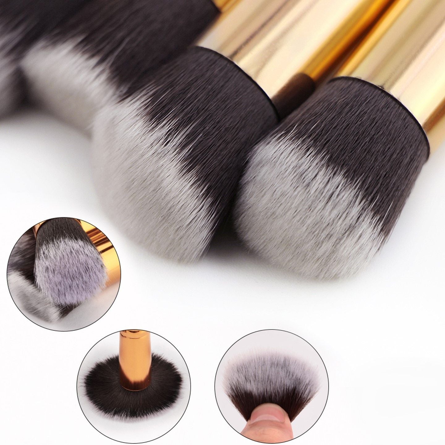 10 pcs High - End Makeup brush (Pink/Gold) with bag