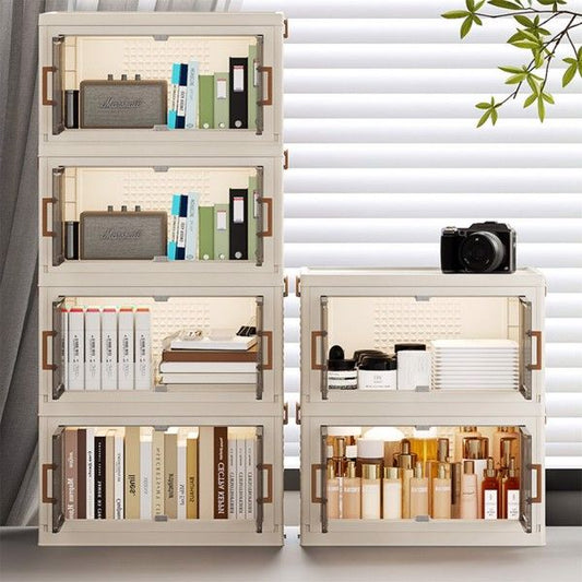 1 Piece Two Tier Folding Organizer with Lid and Door on Wheels
