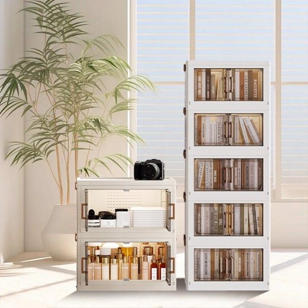 1 Piece Two Tier Folding Organizer with Lid and Door on Wheels