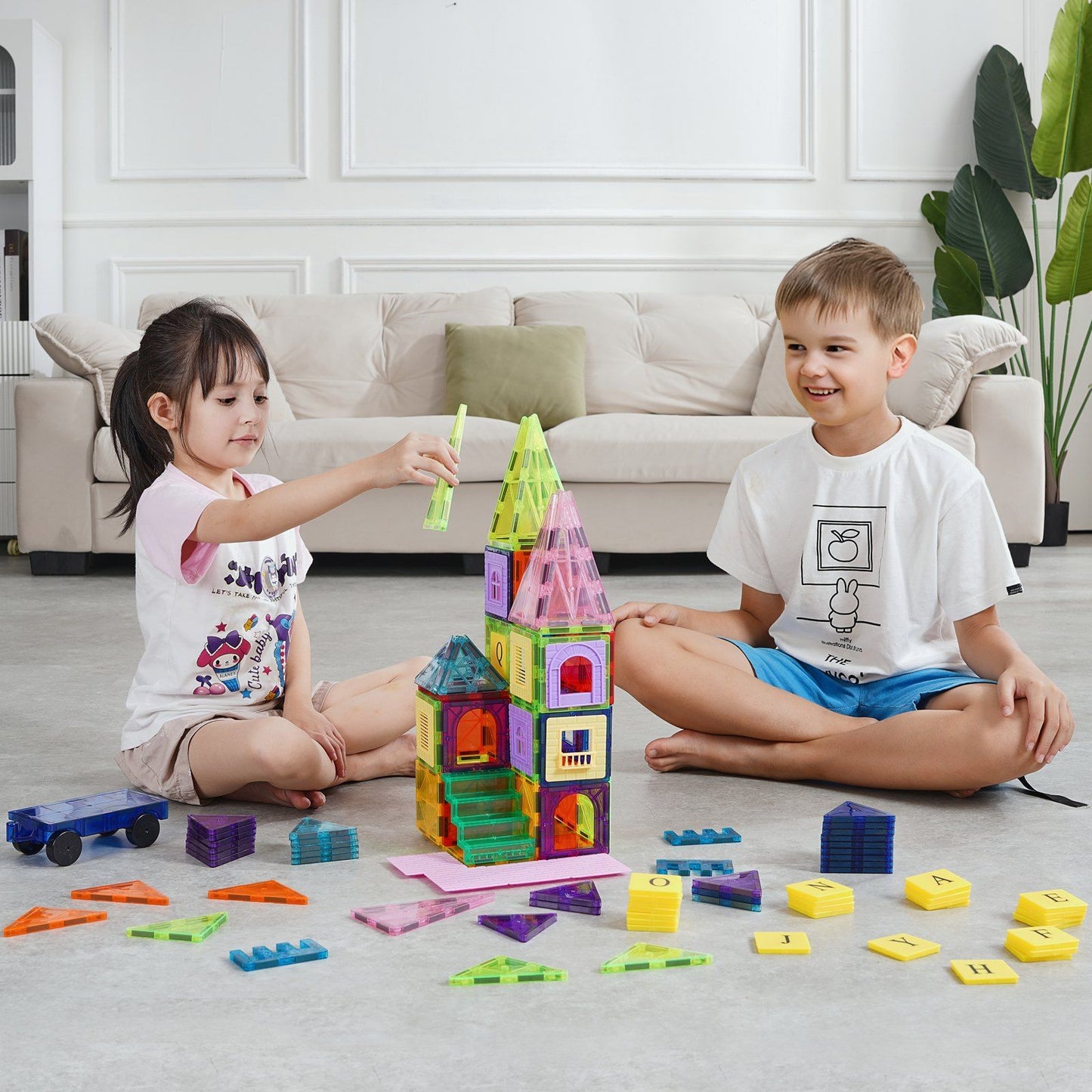 Magnetic Tiles Magnetic Building Toy 121 PCS Magnet Blocks for Kids 3D Set