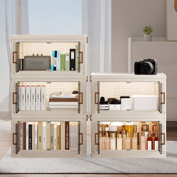 1 Piece Two Tier Folding Organizer with Lid and Door on Wheels